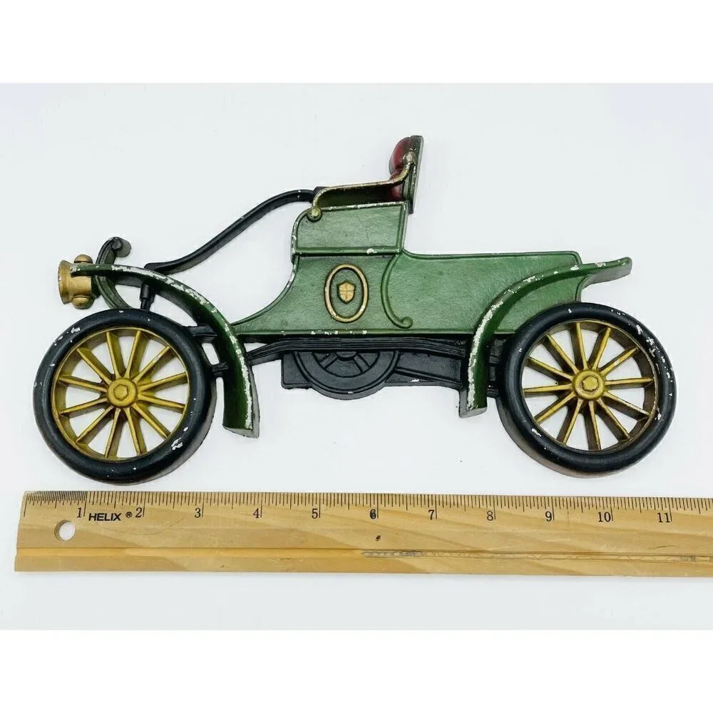 Vintage SEXTON Cast Metal Antique Car Wall Hanging Green Convertible